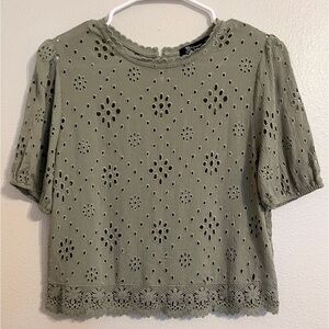 Miss Chievious Green Eyelet Blouse